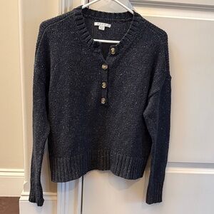Womens American Eagle Outfitters Grey Henley Sweater with Button Accents XS